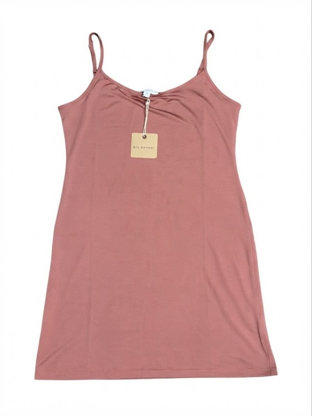 NWT Blu Pepper Dusty Rose Spaghetti Strap Mini Shift Dress M Mauve Fall Minimal
